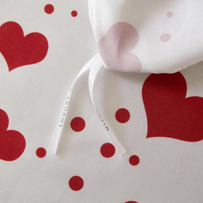 Satin Bettwäsche Set 135x200 Rot Herzen – 4-teilig & Hochwertig