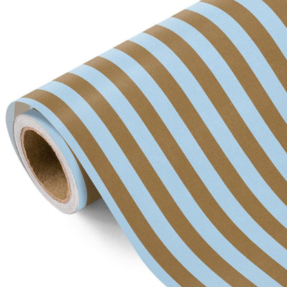 Geschenkpapier mit Kraftstreifen, blau-braun, 43,2cm x 5m