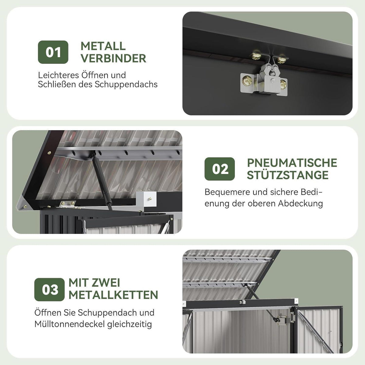Gerätehaus Metall 150x117x80 mit Türen & Deckelzug