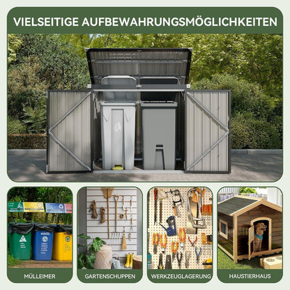 Gerätehaus Metall 150x117x80 mit Türen & Deckelzug