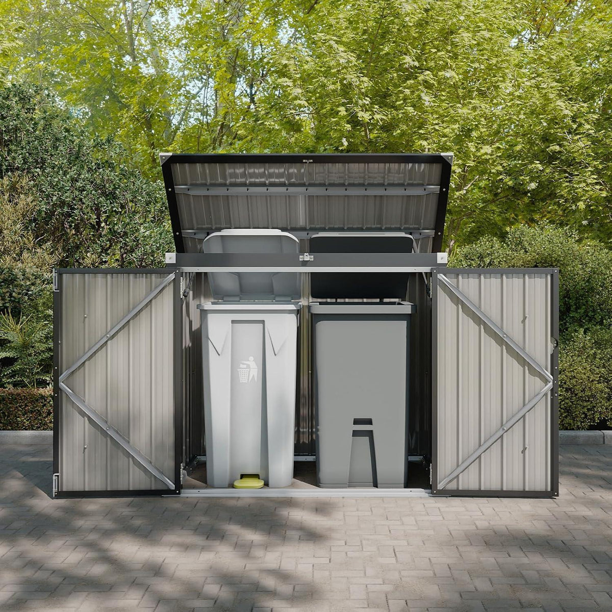 Gerätehaus Metall 150x117x80 mit Türen & Deckelzug