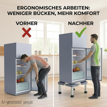 Höhenverstellbarer Kühlschrank-Unterbau | Weiß | 300 kg Traglast
