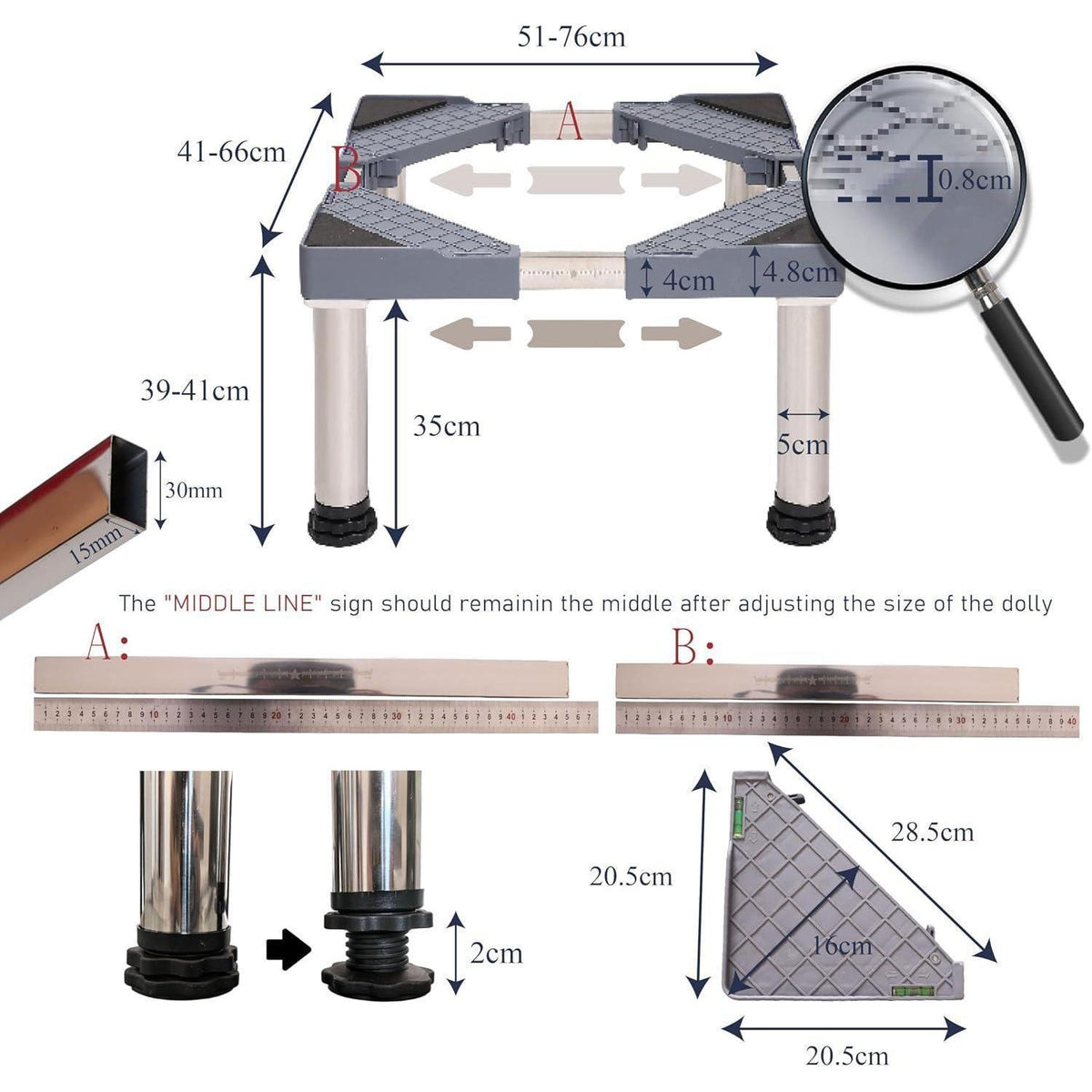 Erhöhung für Klimaanlage & Co. – Höhenverstellbar, 300kg