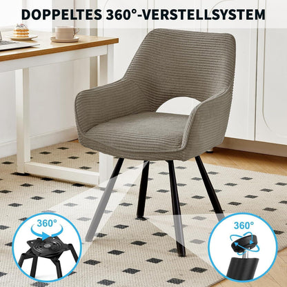 360° Drehbarer Esszimmerstuhl mit Armlehnen, Hellkaffeebraun