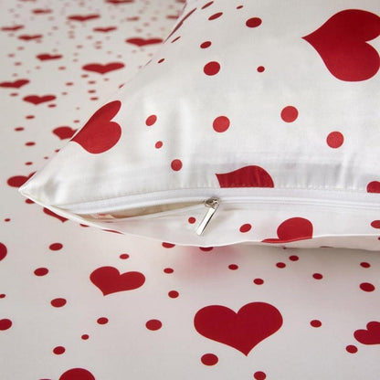 Gezu Satin Bettwäsche Set 135x200 Rot Herzen