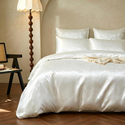 Satin Bettwäsche Set 135x200 cm Beige Mikrofaser