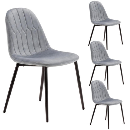 YOUDENOVA Esszimmerstühle 4er Set, Grau, Samt & Metall