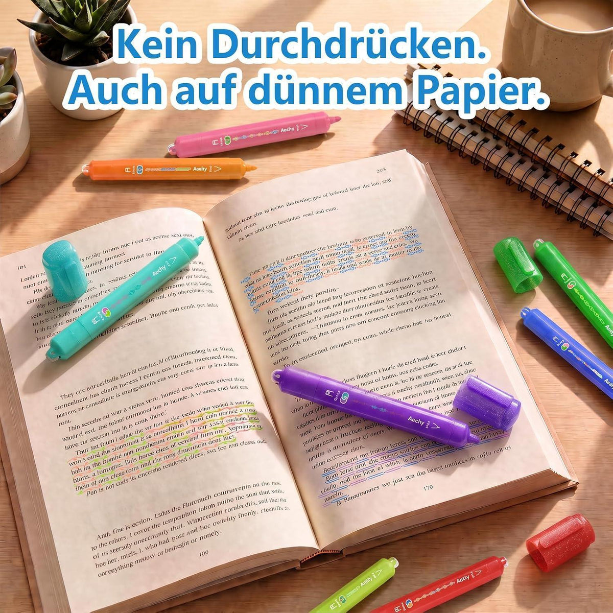 12er Textmarker Set mit Glitzer & Rollermuster