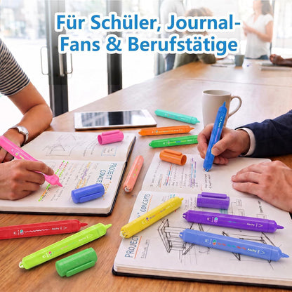 12er Textmarker Set mit Glitzer & Rollermuster