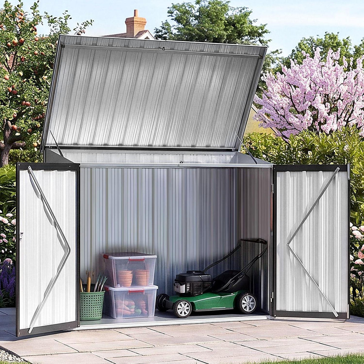 Metall Gerätehaus 4x2 Fuß – Verstellbare Regale & Wetterfest