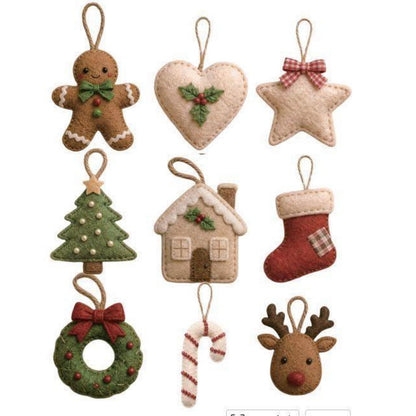 Weihnachtsbaum-Anhänger Filz 8er-Set | Handgemacht & Rustikal