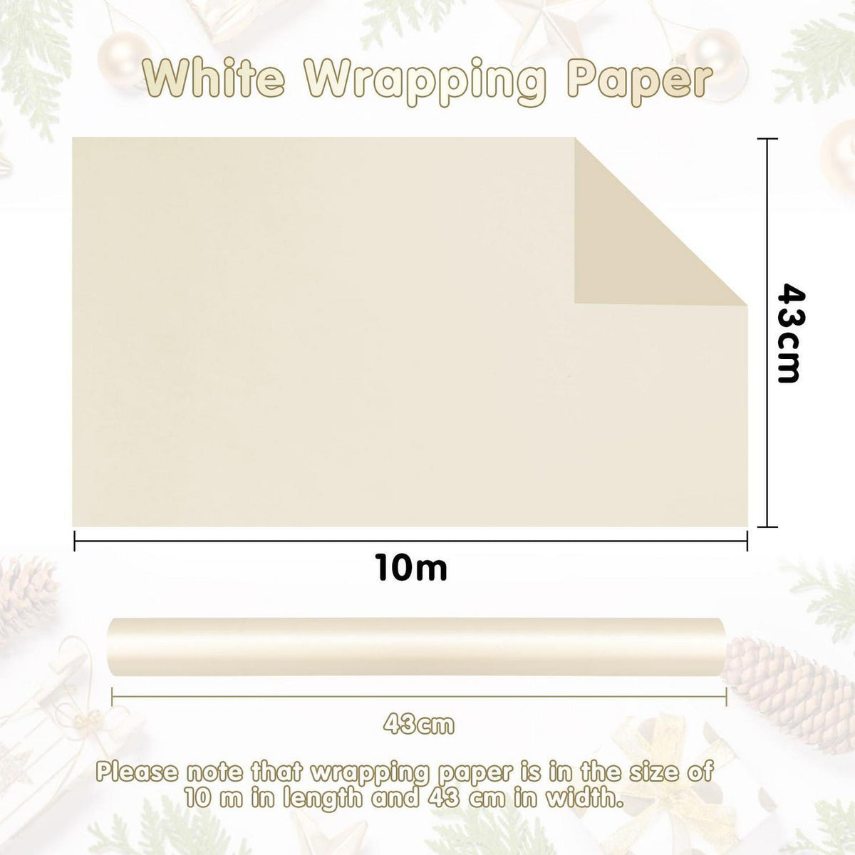 Geschenkpapier Weiß 43 cm x 10 m für alle Anlässe